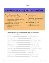 Comparative and Superlative Adverb Worksheets