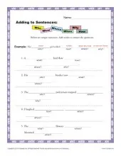 Adding to Sentences | Sentence Worksheets for 1st through 3rd Grade