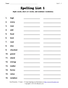 spelling worksheets free spelling curriculum from k12reader
