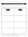 Character Traits Workshsheets | Evidence Template