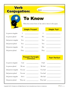 To Know | Verb Conjugation Worksheets - 2nd- 5th Grade