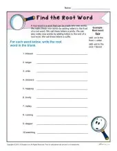 Find the Root Word Worksheet for 1st grade