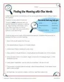 Find the Meaning With Clue Words | Context Clues Worksheets for 3rd Grade