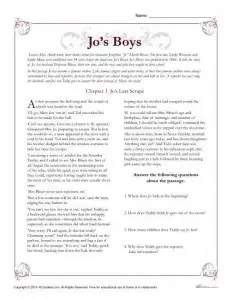 Jo’s Boys | Reading Comprehension Worksheets