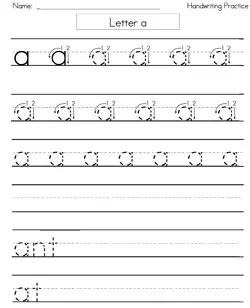 Free Handwriting Worksheets for Kindergarten - Block Style Print