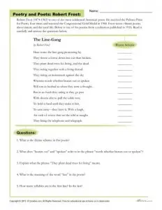 Poetry And Poets: Robert Frost | Poetry Worksheet