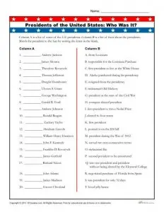 Presidents Day Worksheet Activity | Who Was It?