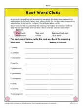 Root Word Clues | 2nd and 3rd Grade Worksheets