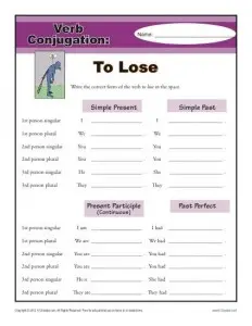 To Lose | Verb Conjugation Worksheets